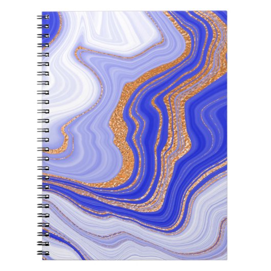 Marmer Blauw Goud, Abstract Modern. Notitieboek (Voorkant)