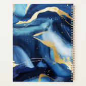 Marmer Blauw Goud Script Naam Monogram Aangepast Planner (Achterkant)