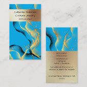 Marmer blauw goudlicht inktgolven rokerrok visitekaartje (Voorkant / Achterkant)