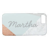 Marmer, blauw, grijs en roos goud Case-Mate iPhone case (Achterkant (Horizontaal))