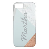 Marmer, blauw, grijs en roos goud Case-Mate iPhone case (Achterkant)