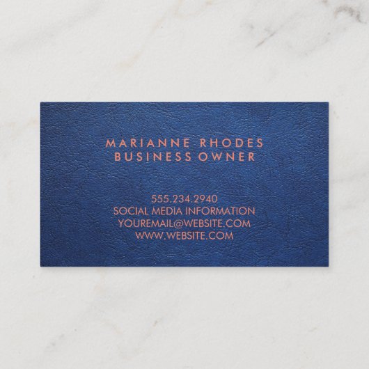 Marmer | Blauwe lederen textuur  Visitekaartje (Achterkant)