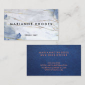 Marmer | Blauwe lederen textuur Visitekaartje (Voorkant / Achterkant)