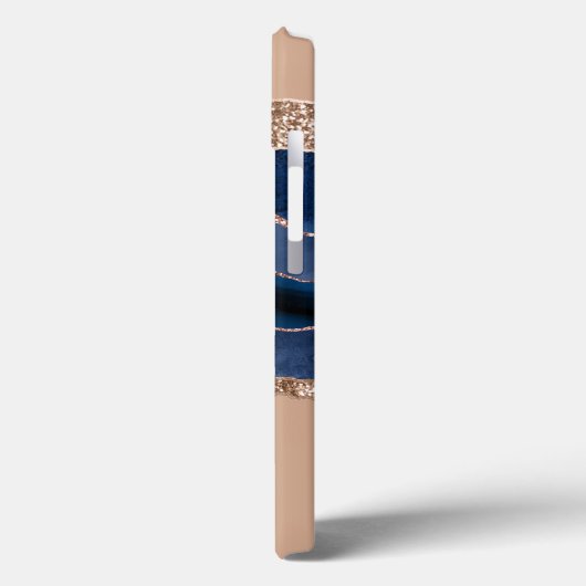 Marmer Blue Glitter Faux Gold Glitter Sparkle Case-Mate iPhone Case (Achterkant / Links)