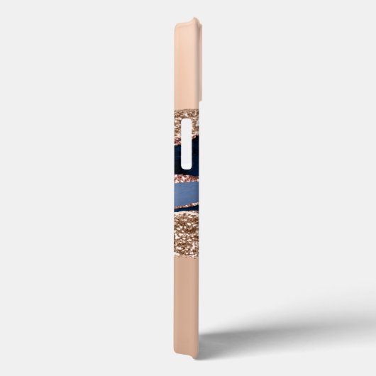 Marmer Blue Glitter Faux Gold Glitter Sparkle Case-Mate iPhone Case (Achterkant / Rechts)