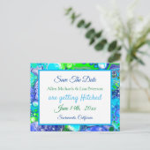 Marmer Blue Green Pour Paint.Wedding Save the Date Briefkaart (Staand voorkant)