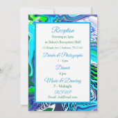Marmer Blue Green Pour Painting Effect Wedding IV Kaart (Achterkant)