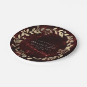 Marmer Bourgogne Goud Custom Bloemen Krans VIP Papieren Bordje (Gekanteld)