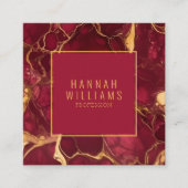 Marmer Bourgogne Gouden Agaat QR Code Vet Trendy Vierkante Visitekaartje (Voorkant)