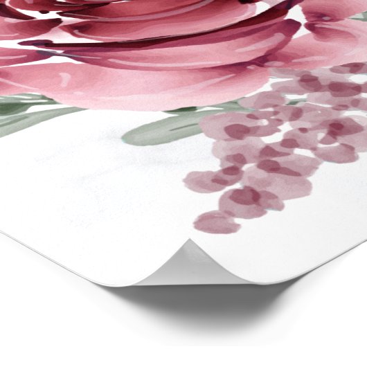 Marmer Bourgogne Roos Moslim Islamitisch Bruiloft  Poster (Hoek)