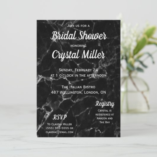 Marmer Bridal Shower-uitnodiging Kaart (Staand voorkant)