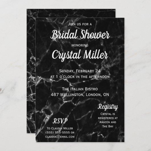 Marmer Bridal Shower-uitnodiging Kaart (Voorkant / Achterkant)