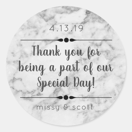 Marmer Bruiloft Dag Favor Labels (Voorkant)