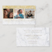 Marmer bruiloft fotografie chic gold typografie visitekaartje (Voorkant / Achterkant)