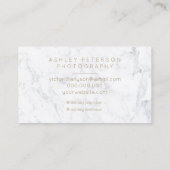 Marmer bruiloft fotografie chic gold typografie visitekaartje (Achterkant)