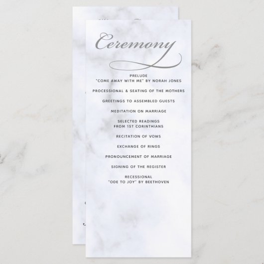 Marmer bruiloft programma's (Voorkant / Achterkant)