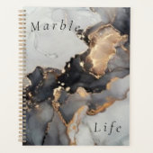 Marmer bruin, zwart, wit, met goudplanner planner (Voorkant)