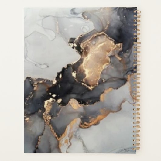 Marmer bruin, zwart, wit, met goudplanner planner (Achterkant)