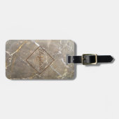 Marmer Bruine Steen Textuur, Monogram - Gepersonal Bagagelabel (Voorkant horizontaal)