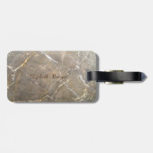 Marmer Bruine Steen Textuur, Monogram - Gepersonal Bagagelabel (Achterkant horizontaal)