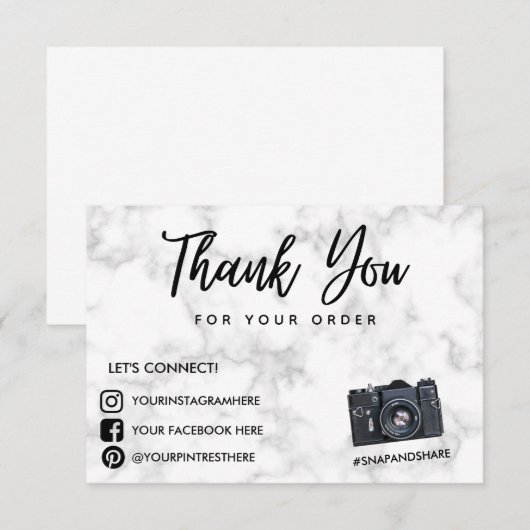 Marmer Camera Hartelijk dank voor sociaal mediasys (Voorkant / Achterkant)