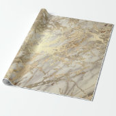 Marmer Champaigne Gold Grey Metal Stroke Cadeaupapier (Uitgerold)
