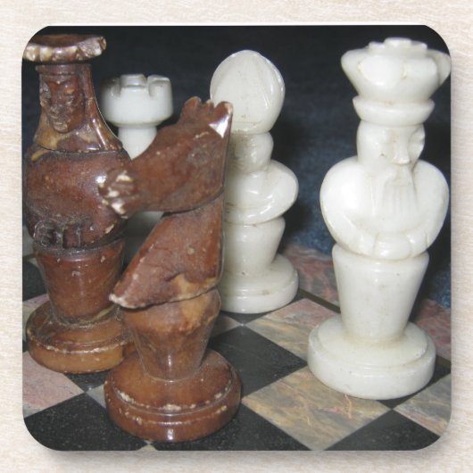 Marmer Chess Piecks Drankjes Onderzetter (Voorkant)