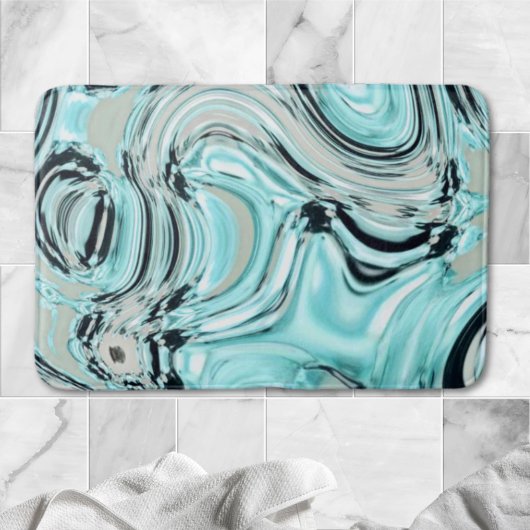 marmer chic swirls mint oceaanwater zee aqua blue  badmat
