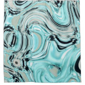 marmer chic swirls mint oceaanwater zee aqua blue  douchegordijn (Voorkant)