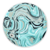 marmer chic swirls mint oceaanwater zee aqua blue keramische knop (Voorkant)
