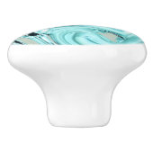 marmer chic swirls mint oceaanwater zee aqua blue keramische knop (Zijkant)