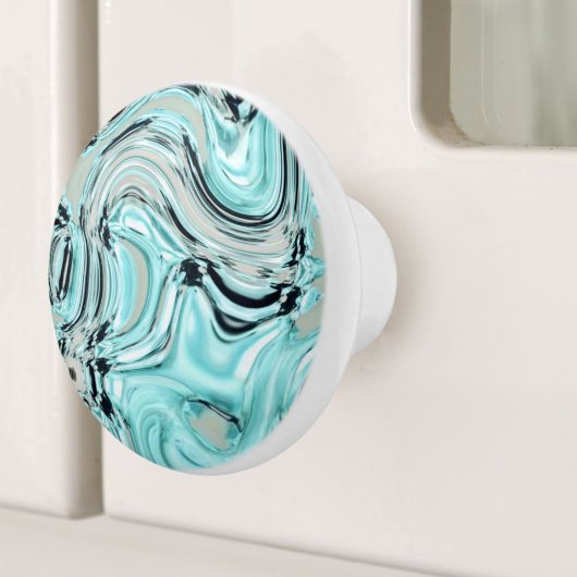 marmer chic swirls mint oceaanwater zee aqua blue keramische knop