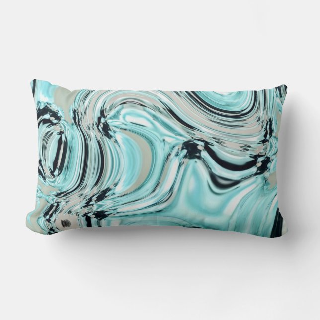 marmer chic swirls mint oceaanwater zee aqua blue  kussen (Voorkant)