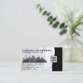 Marmer | City Skyline | QR-code Visitekaartje (Staand voorkant)