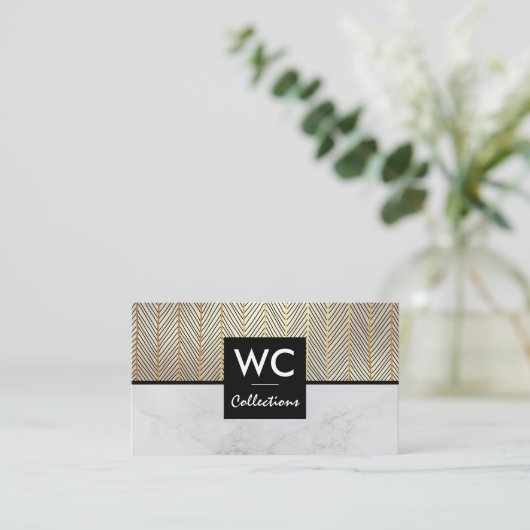 Marmer Color Block | Goudlijnen Visitekaartje (Staand voorkant)