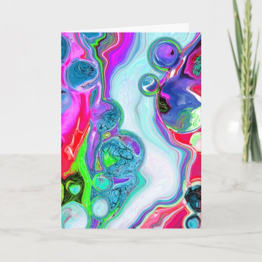 Marmer Colorful Fluid Art Birthday Kaart (Voorkant)