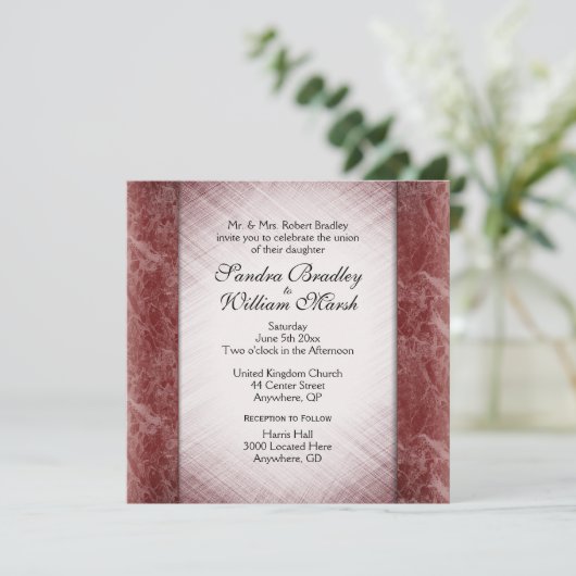 Marmer Columns Opvanggebied Wijn bruiloft Kaart (Staand voorkant)