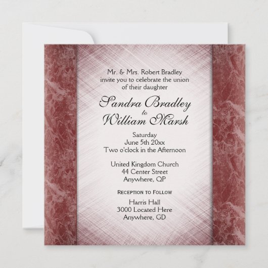 Marmer Columns Opvanggebied Wijn bruiloft Kaart (Voorkant)