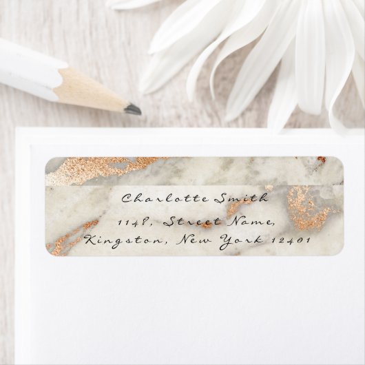 Marmer Copper Roos Black Grey RSVP Etiket (Insitu)