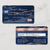 Marmer Credit van Navy Blue Roos Gold Agate Visitekaartje (Voorkant / Achterkant)