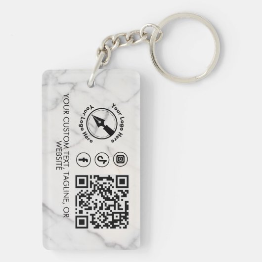 Marmer Custom Logo QR Social Marketing Notaris Sleutelhanger (achterkant)