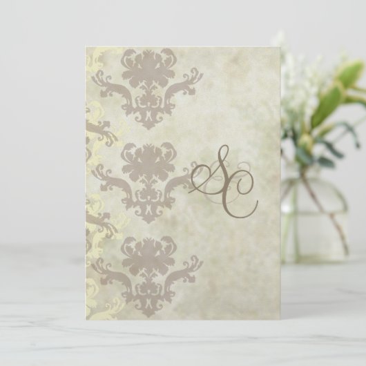  marmer/Damask Wedding Invitations Kaart (Staand voorkant)