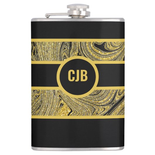 Marmer decoratieve zwarte gouden fles heupfles (Voorkant)
