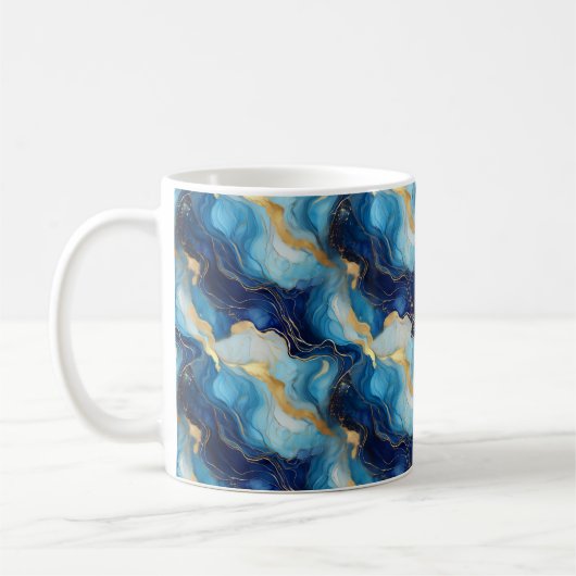 Marmer Decorative Blau Gouden Mok (Links)