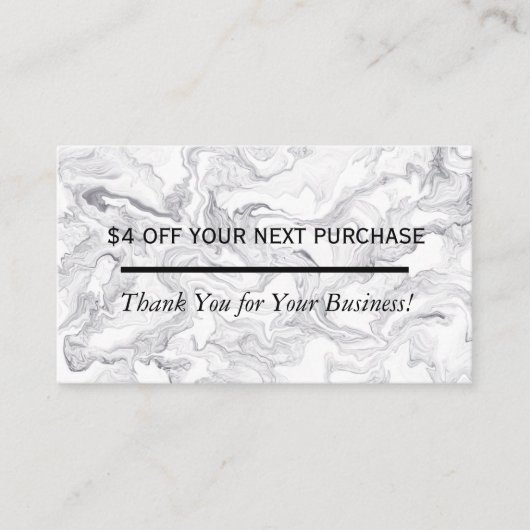 Marmer Discount Loyalty Visitekaartje (Voorkant)