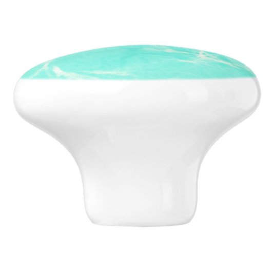 Marmer-draak - aqua / robin's egg blue keramische knop (Zijkant)