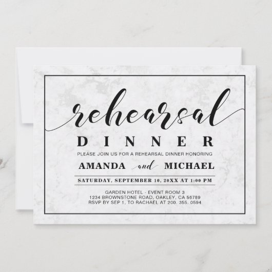 Marmer | Eenvoudig modern huwelijksfeest Kaart (Voorkant)