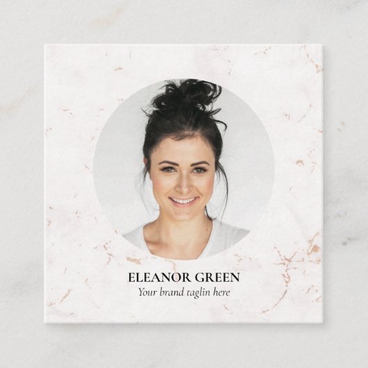 Marmer Eenvoudig Moderne Foto Sociale Media Vierkante Visitekaartje (Voorkant)
