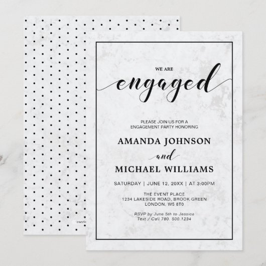 Marmer | Eenvoudige moderne Typografie Engagement  Kaart (Voorkant / Achterkant)