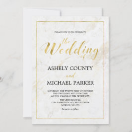 Marmer | Eenvoudige moderne typografie-weddenschap Kaart